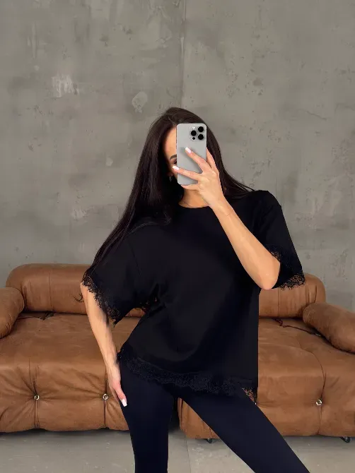 Женская футболка негабаритного размера с кружевом — трендовая основа на каждый день Одесса - изображение 7