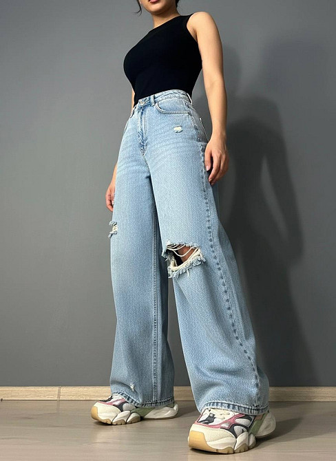 Джинси жіночі Its Basic 3311-1 super baggy широкі рвані блакитні, блакитний, 38, 38, 78 см, 107 см Київ - фото 7