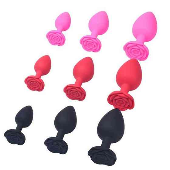 Силіконова анальна пробка "Роза" - 9.5*4.2 см (L) - Чорний — Анальні іграшки Вінниця