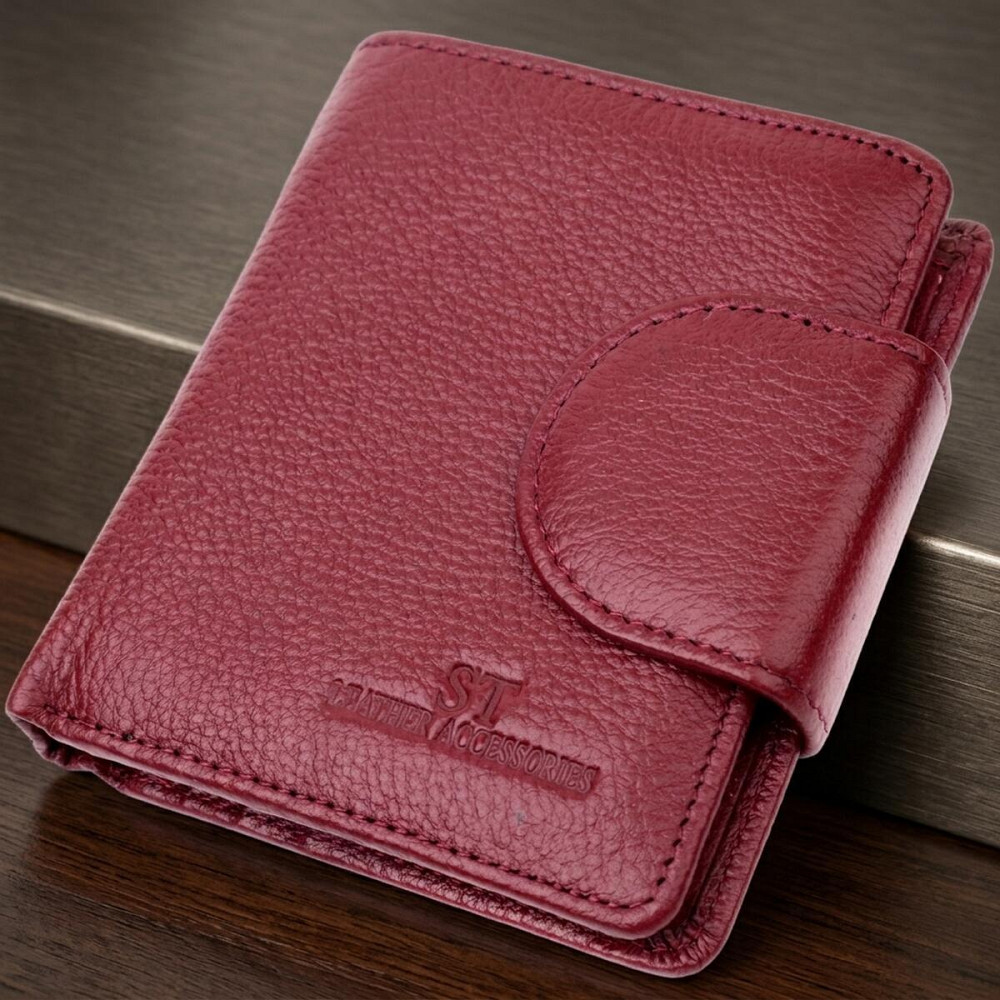 Женский кошелек вертикального типа из натуральной кожи ST Leather 22452 Бордовый Киев - изображение 11