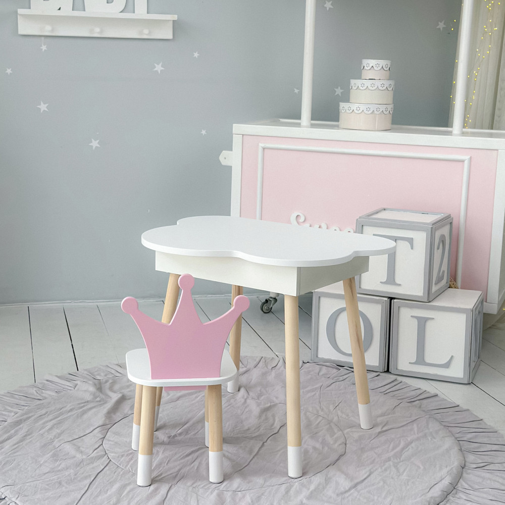 Столик хмаринка з стільчиком для дітей, біло-рожевий Київ - фото 8