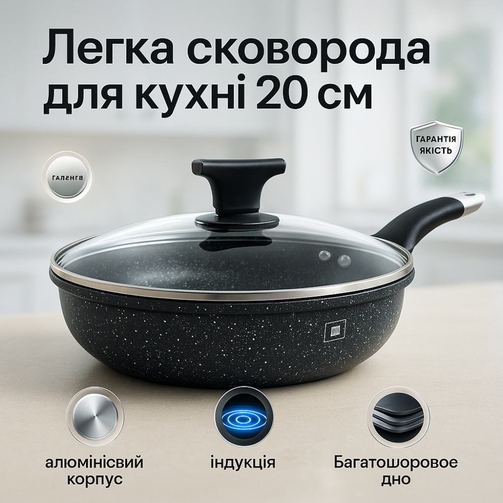 Легкая сковорода для домашней кухни UNIQUE, Удобная сковорода для ежедневного использования DO-90 Львов - изображение 14