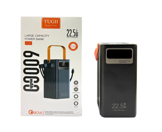Зовнішній акумулятор (power bank) 60000 мА · год 22,5Вт потужний портативний TUGII Y106 для смартфонів Одеса