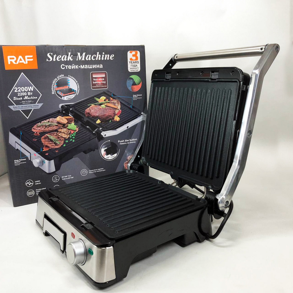 Електричний гриль для м'яса RAF, Контактні притискні грилі, Електро гриль сендвічниця бутербродниця TG-34 Івано-Франківськ - фото 5