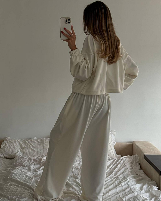 Жіночий теплий оверсайз костюм двійка: кофта і штани турецький полар фліс Одеса - фото 3