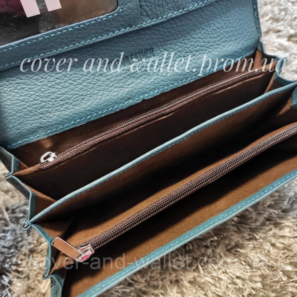 Бірюзовий жіночий гаманець з натуральної лакової шкіри Hassion AE 501 Київ - фото 3