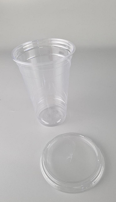 Комплект Стакан РЕТ щільний, прозорий, 500 мл плюс кришка рівна з хрестиком (100 шт.) Харків - фото 1