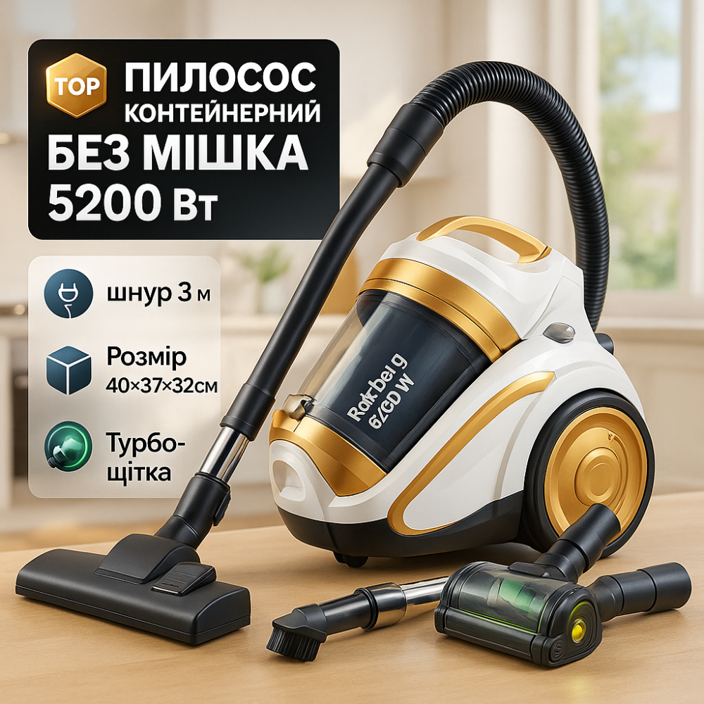 Циклонный пылесос для уборки, Пылесос контейнерный лучший Мощный с колбой для уборки RA-49 Львов - изображение 15