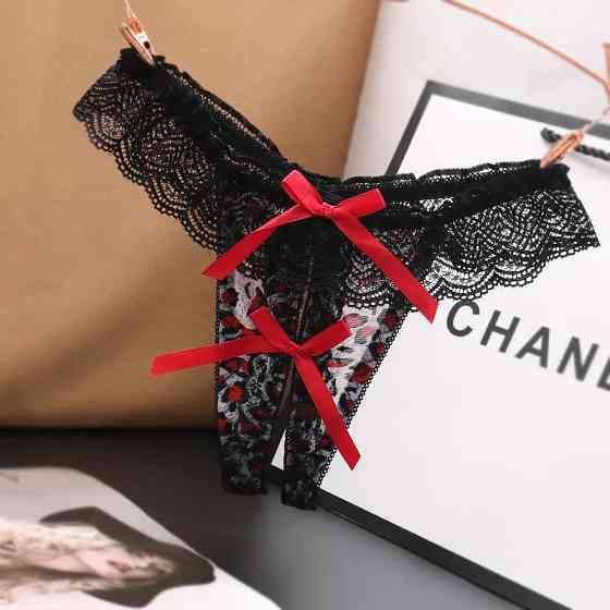 Стрінги з розрізом леопардові червоні - розмір універсальний, резинка до 80см Київ