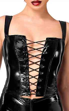 Корсет Noir Handmade F379 Dominae Frontbind PVC Corset Top XS Sex Aura Киев