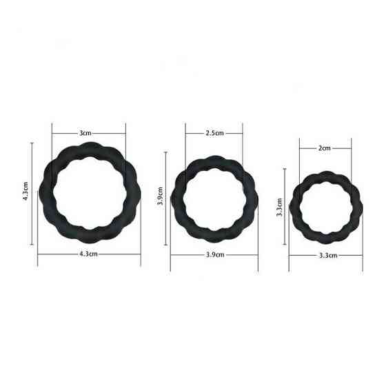 Набор эрекционных колец (3 шт) - Ребристые - Черные Винница