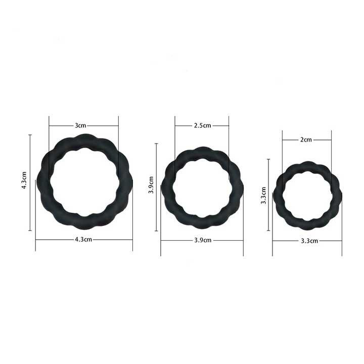 Набор эрекционных колец (3 шт) - Ребристые - Черные Винница - изображение 2