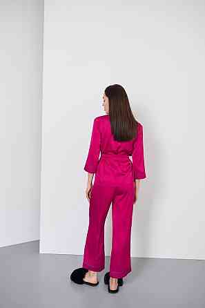 Піжама жіноча шовкова зі штанами Малиновий с/к XL/2XL Харків