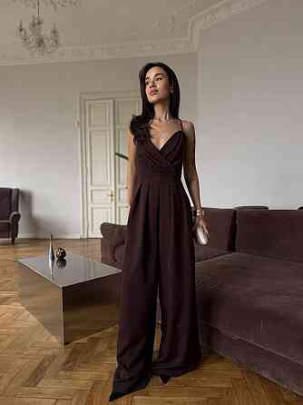 Жіночий стильний елегантний комбінезон костюмка преміум'якості Шоколад, 42 Одеса