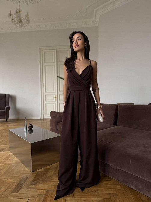 Жіночий стильний елегантний комбінезон костюмка преміум'якості Шоколад, 42 Одеса - фото 4