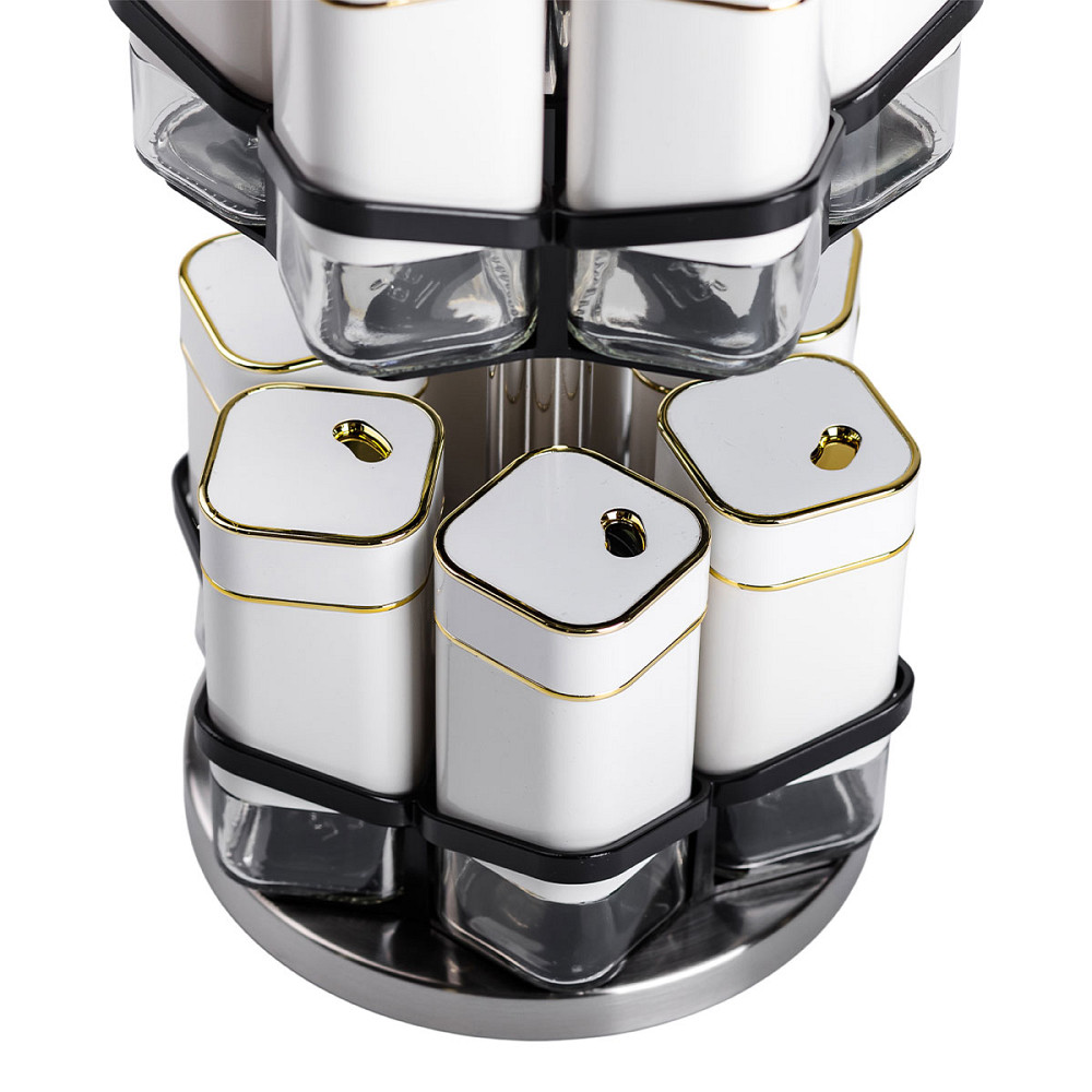 Yiwu Набір для спецій на підставці 12 шт. 120 мл карусель для спецій Білий HP-1315 Киев - изображение 8