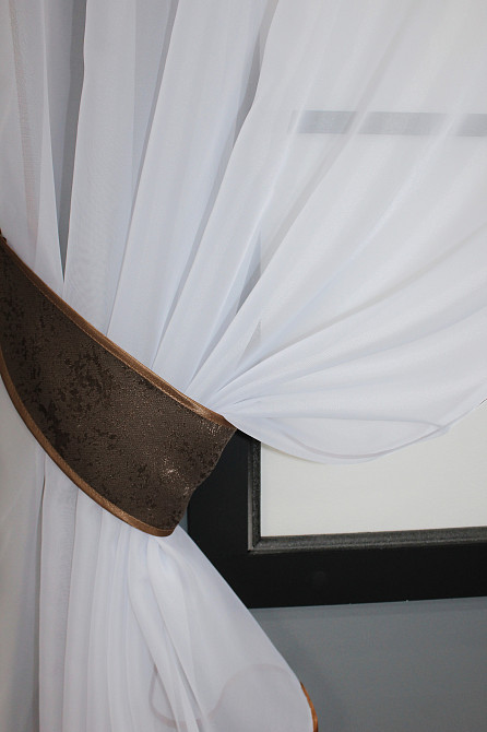 Кухонный комплект VR-Textil № 084к шторки с ламбрекеном белый с коричневым 270х170 см (52-0818) Киев - изображение 3