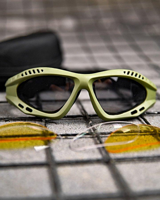 Тактические защитные очки с сменными линзами, вентилируемые  олива ПП7829 Одесса - изображение 2