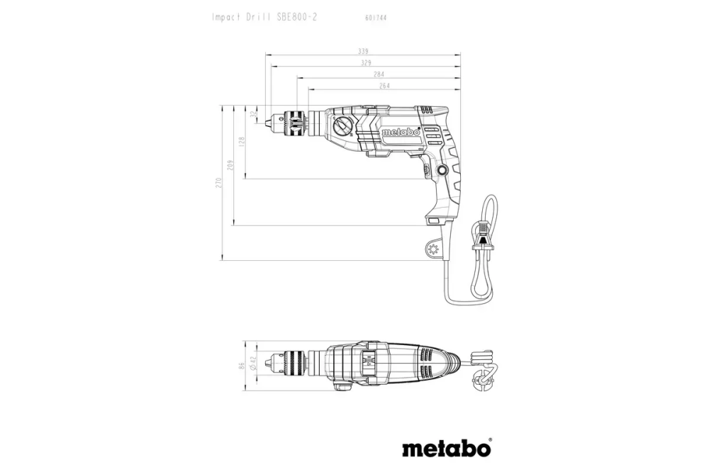 Ударная дрель Metabo SBE 800 с быстрозажимным патроном : 800 Вт (601744000) Киев - изображение 4