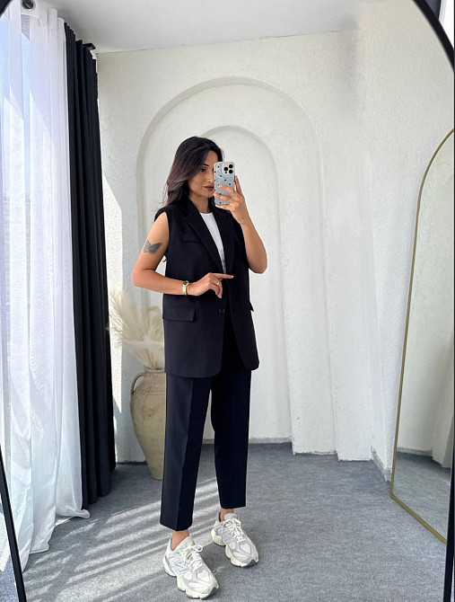 Жіночий базовий костюм-штани: жилет і штани креп костюмка Чорний, 50/52 Одеса - фото 5