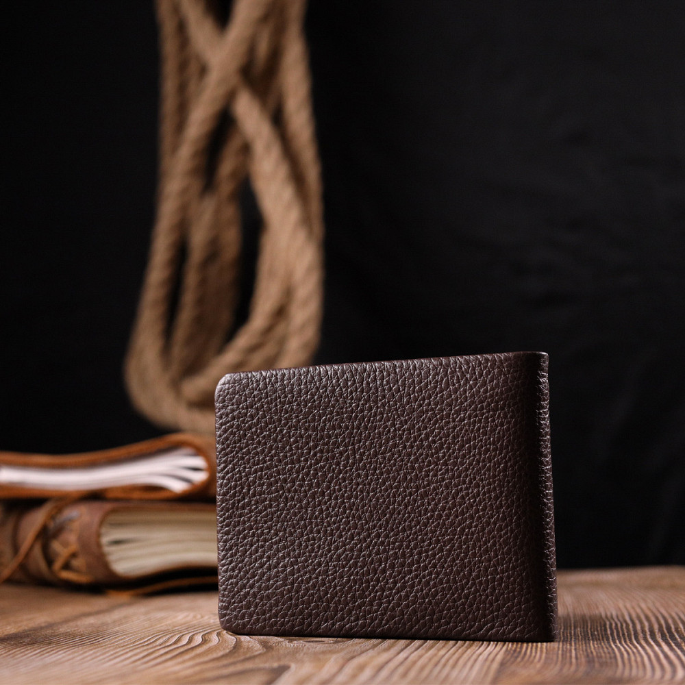 Відмінне чоловіче портмоне із зернистої шкіри KARYA 21063 Коричневий Київ - фото 10