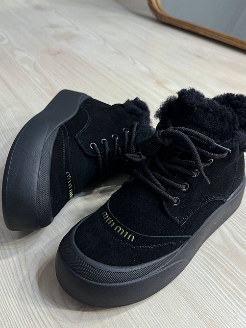 Черевики жіночі Hengji 677-1 замшеві високі кеди на хутрі чорні, 39, 24,5 см Київ - фото 2