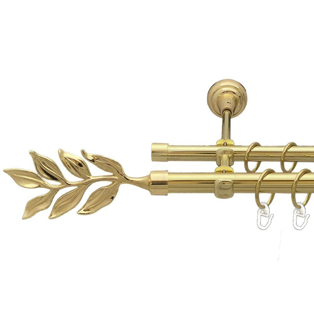 Карниз Orvit Лавр металевий дворядний відкритий гладка труба кільце металеве Золото 19\16 мм 200 см (00-00013007) Львів - фото 1