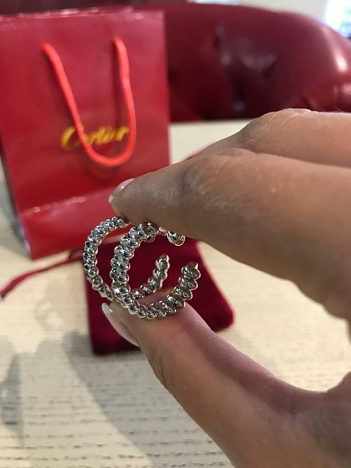 Cartier серьги с зубчиками белое золото / Картье серьги кольца с зубчиками Одесса - изображение 3