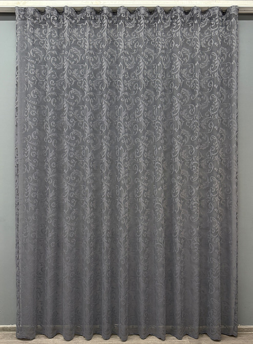 Тюль VR-Textil 1484т Жакард з вишивкою графітовий 300х270 см (40-323) Київ - фото 2