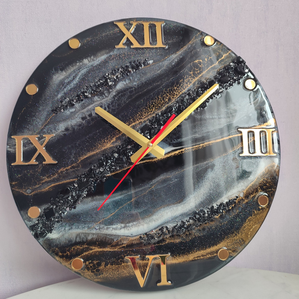 Настіний годинник з епоксидної смоли ручної роботи Дніпро - фото 4