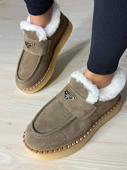 Черевики жіночі Hengji 69-3 лофери замшеві на хутрі бежеві, 40, 25 см Київ - фото 15