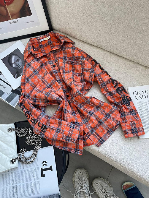 Жіноча стильна оверсайз сорочка у клітинку турецька фланель Одеса - фото 3