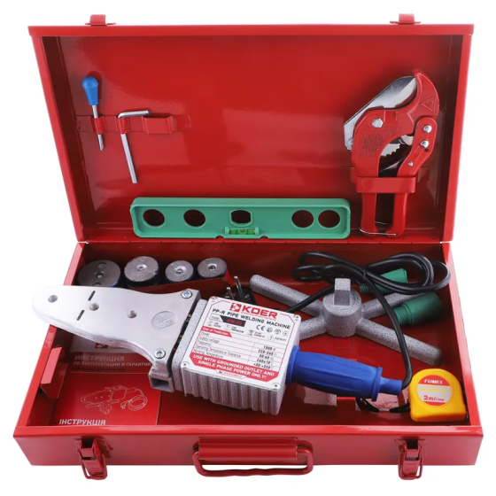 KOER KW.SET-03 Набір для паяння PPR труби(1500Вт,4 насад.,ножиц,рулетка,2 заглуш,рівень) (KA0003) Київ