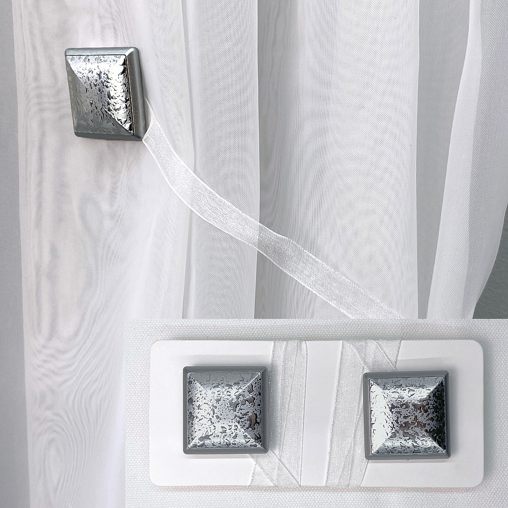 Магниты для штор и гардин Квадрат двусторонние набор 2 шт Серебристый (81-139) Киев - изображение 1