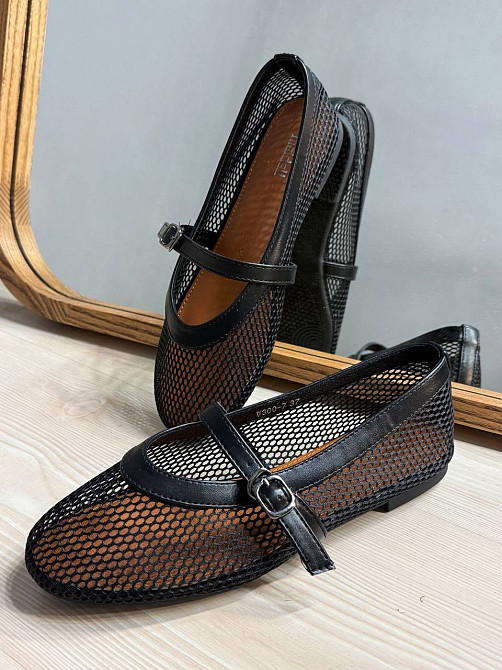 Балетки жіночі Meideli 300-10 Mary Jane сітка з ремінцем чорні, 40, 25,5 см Київ - фото 7