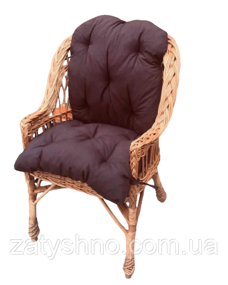 Крісло плетене з коричневою накидкою Київ - фото 1