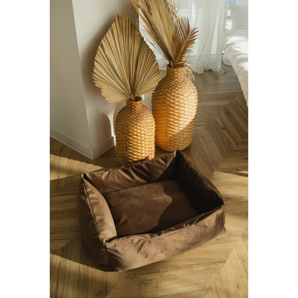 Лежанка для домашних животных собак и кошек велюр Incor Коричневый L (80/60/20) Киев - изображение 1