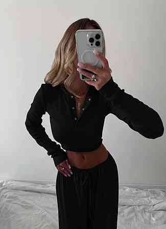 Женский стильный легкий костюм из плотного рубчика Черный, 44/46 Одесса