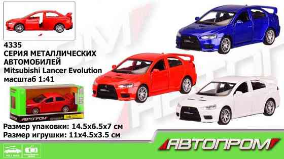 Машина металл 4335 (96шт/2) "АВТОПРОМ",1:41 Mitsubishi-lancer-evolution,3 цвета,откр.двери,в кор. 14, шт Київ