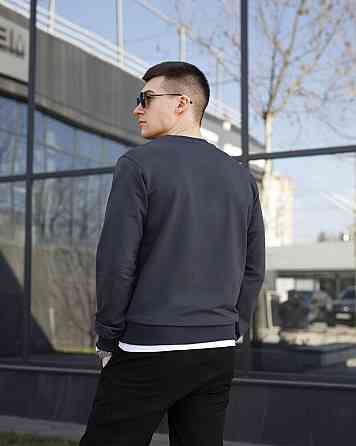 Світшот чоловічий однотонний темно-сірий Pobedov 001 Київ