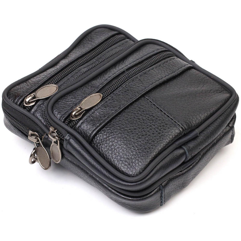 Зручна чоловіча сумка на пояс із натуральної шкіри Чорна (Vintage) Київ - фото 7