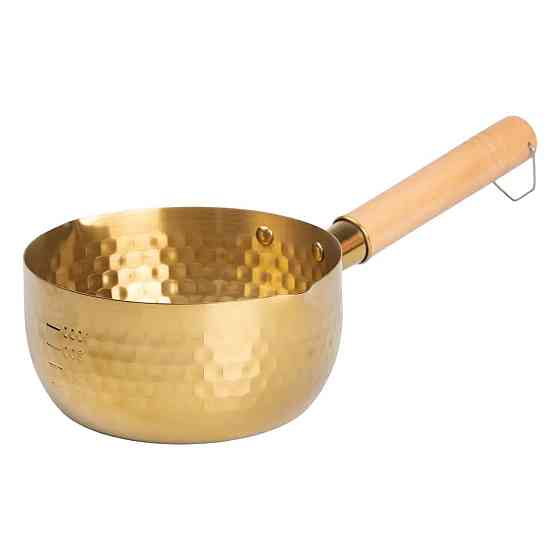 Сковорода з нержавіючої сталі 1,4 л з дерев'яною ручкою Золотистий HP-19-24-16CM Київ