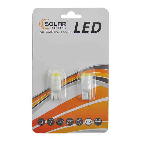 LED автолампа Solar 12V T10 W2.1x9.5d 1SMD with lens, 2шт Київ