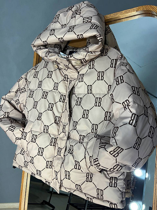 Куртка жіноча оверсайз демісезонна HAIZIYUAN 192 з капюшоном візерунок літери BB капучино, капучино, XL Київ - фото 19
