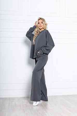 Жіночий стильний повсякденний костюм турецький двонитка Димчастий Одеса