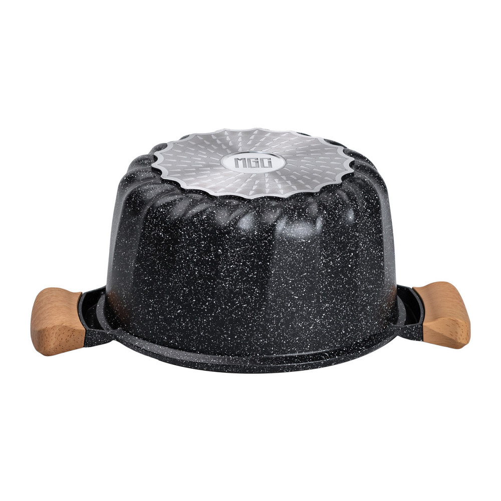 MGC Алюмінієва каструля об'ємом 5 літрів з кришкою Ø 24 см з мармуровим антипригарним покриттям Коломыя - изображение 2