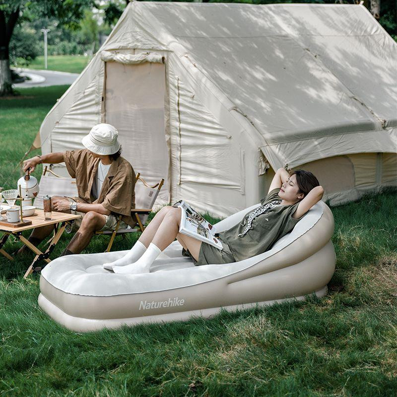 Матрац надувний одномісний з підголовником Naturehike CNK2300DZ020, бежевий Киев - изображение 4