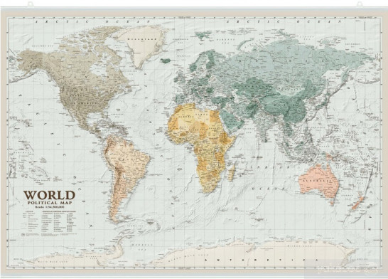 World. Politikal map 1:34 500 000 (Світ. Політична карта. англ. мова), папір/планки, шт Київ - фото 1