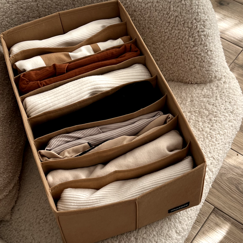 Ящик для зберігання на вісім відділень 40х25х16 см HY-40-Bezh (Бежевий) Суми - фото 2