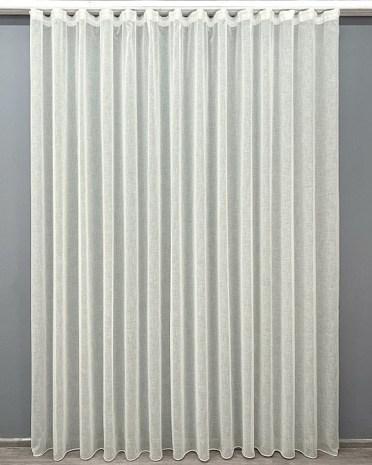 Тюль VR-Textil 2041т Лен Шлифованный однотонный с отблеском Молочный 400х270 см (42-1159) Киев - изображение 2